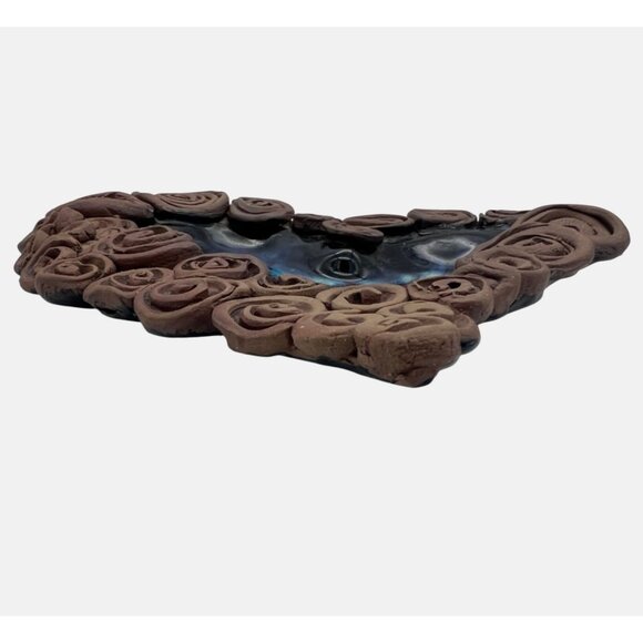 Handcrafted Ceramic Heart Ashtray / Trinket Dish Swirl Design & Glazed Center - Picture 5 of 5